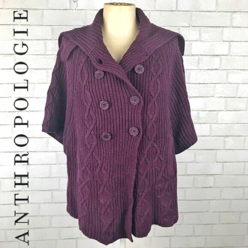 ANTHROPOLOGIE | Plum Knit Poncho Sweater
